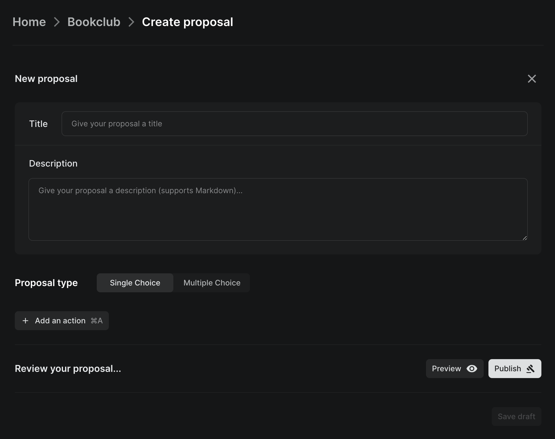 Proposal creation form