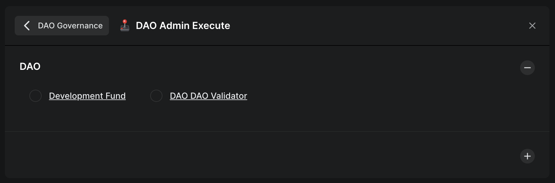 DAO Admin Execute action