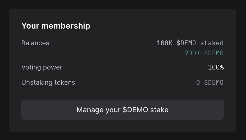 Staked token membership