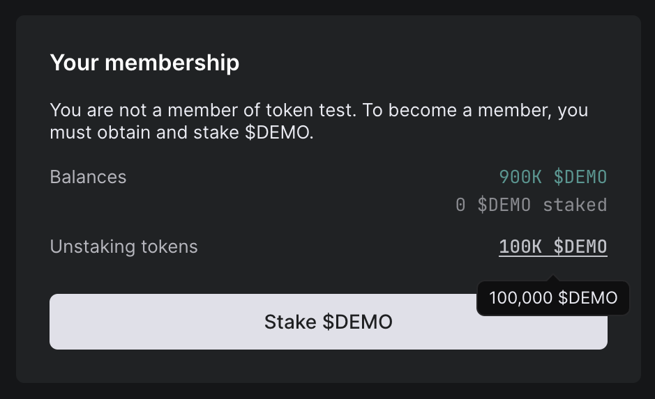 Unstaking token membership